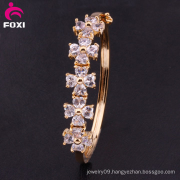 New Charm Heart Crystal CZ Bangle Fashion Gold Plated Bracelet